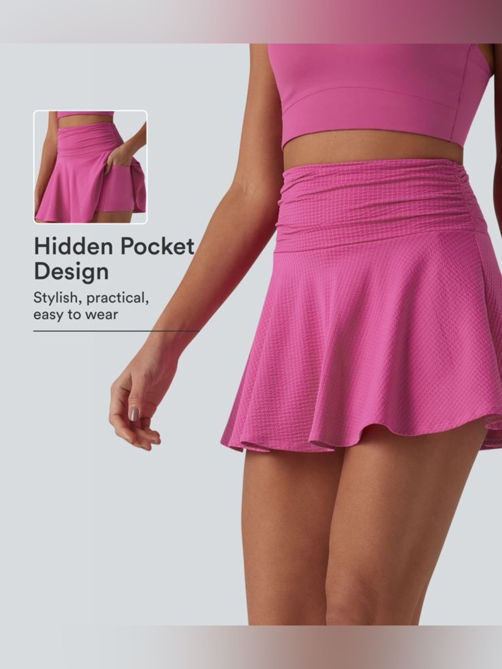 Halara High Waisted 2-in-1 Quick Dry Flare Mini Tennis Skirt with Pockets-UPF40+